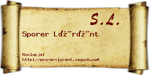 Sporer Lóránt névjegykártya